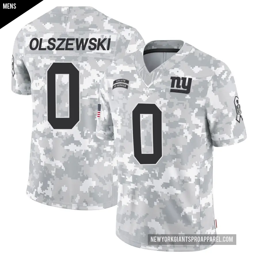 Men's New York Giants ＃0 Gunner Olszewski Arctic Camo Limited 2024 Salute to Service Jersey