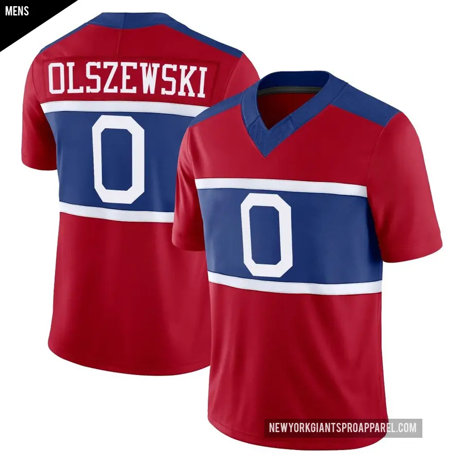 Men's New York Giants ＃0 Gunner Olszewski Red Limited Century Alternate Vapor F.U.S.E. Jersey
