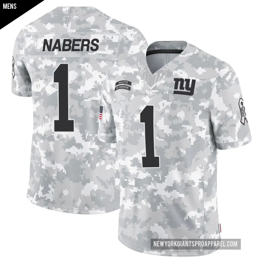 Men's New York Giants ＃1 Malik Nabers Arctic Camo Limited 2024 Salute to Service Jersey