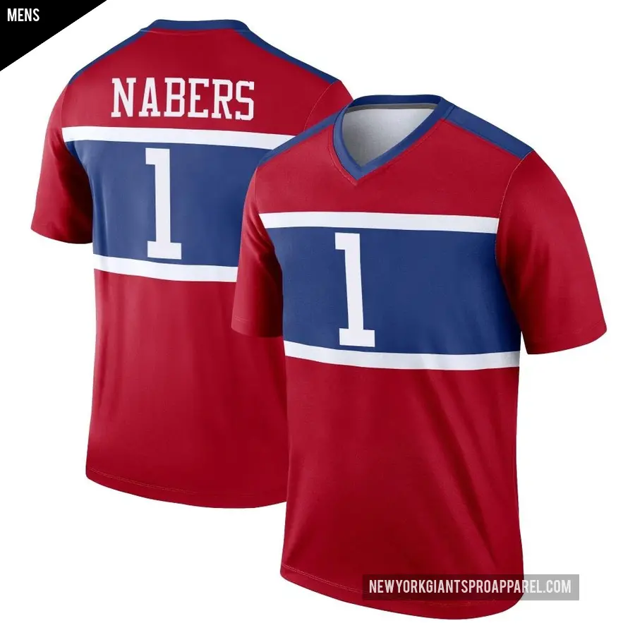 Men's New York Giants ＃1 Malik Nabers Red Legend Century Alternate Jersey