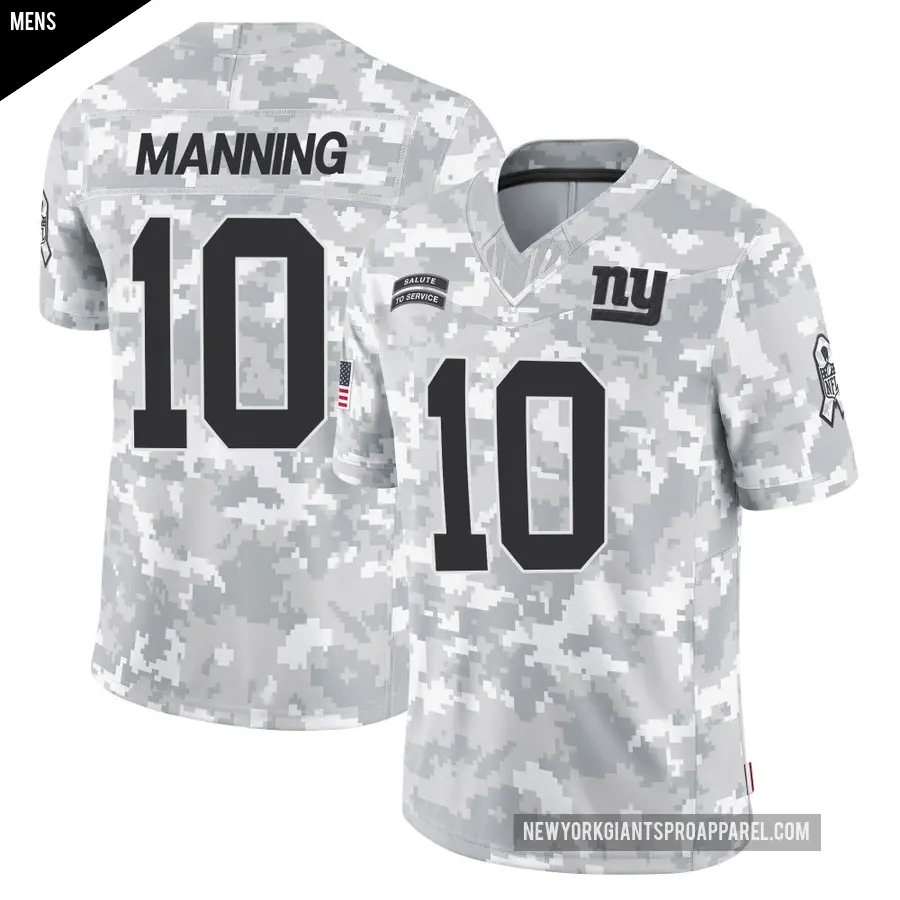 Men's New York Giants ＃10 Eli Manning Arctic Camo Limited 2024 Salute to Service Jersey