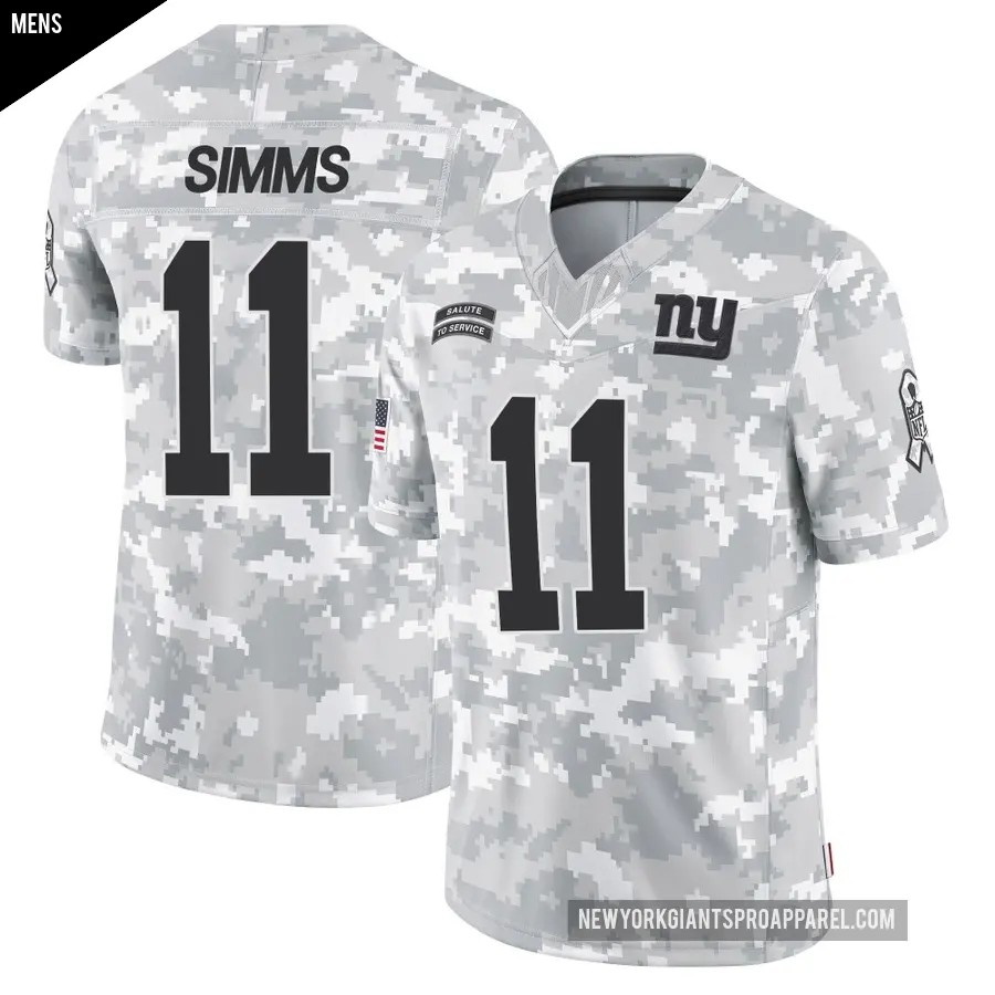 Men's New York Giants ＃11 Phil Simms Arctic Camo Limited 2024 Salute to Service Jersey