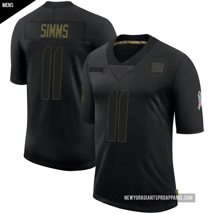 Men's New York Giants ＃11 Phil Simms Black Limited 2020 Salute To Service Retired Jersey