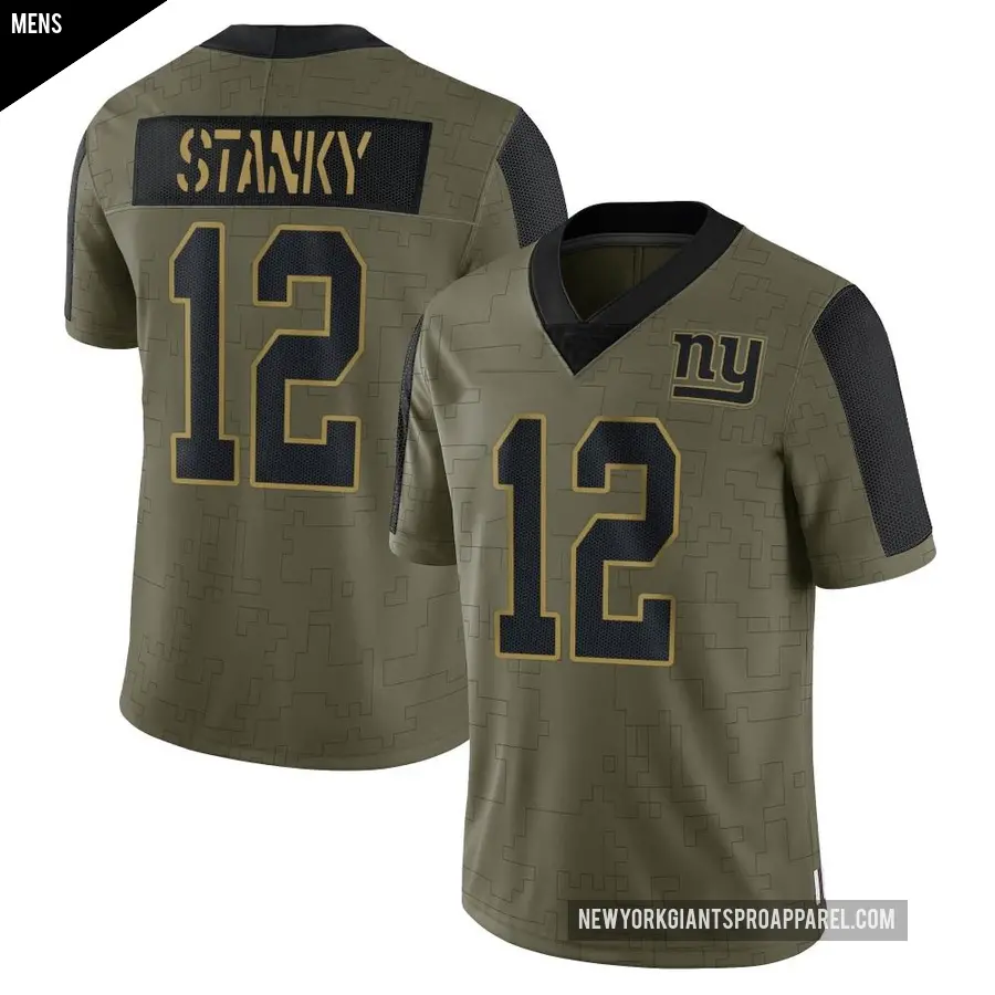 Men's New York Giants ＃12 Eddie Stanky Olive Limited 2021 Salute To Service Jersey