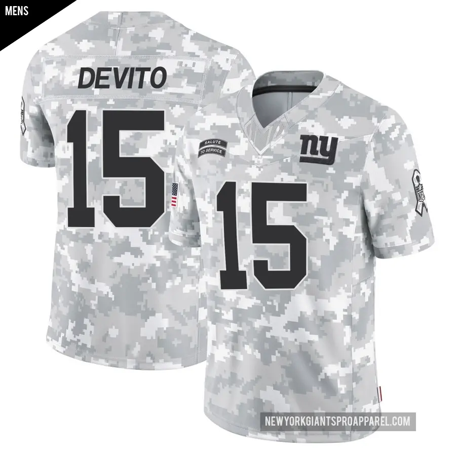Men's New York Giants ＃15 Tommy DeVito Arctic Camo Limited 2024 Salute to Service Jersey