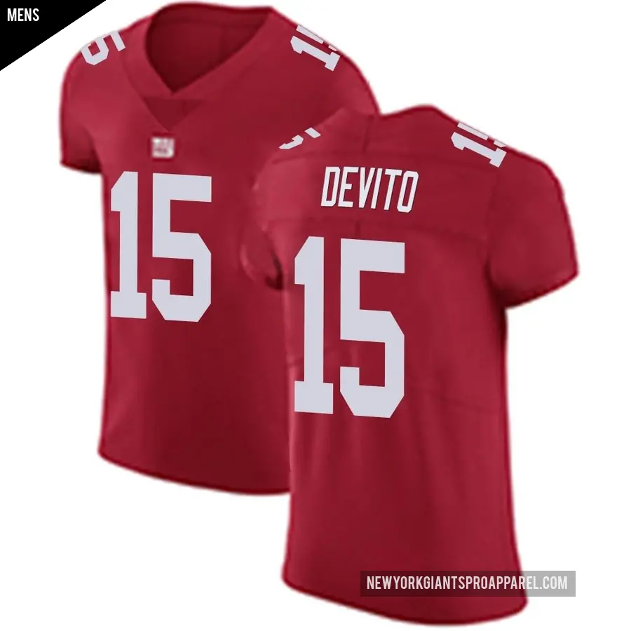 Men's New York Giants ＃15 Tommy DeVito Red Elite Alternate Vapor Untouchable Jersey