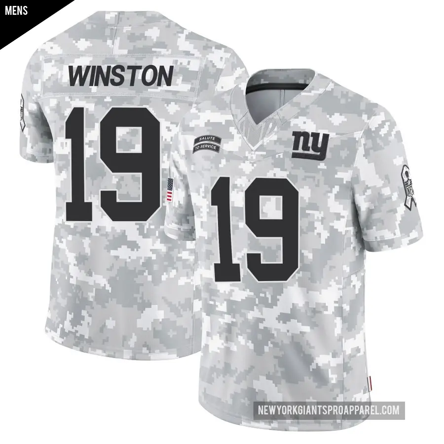 Men's New York Giants ＃19 Jameis Winston Arctic Camo Limited 2024 Salute to Service Jersey