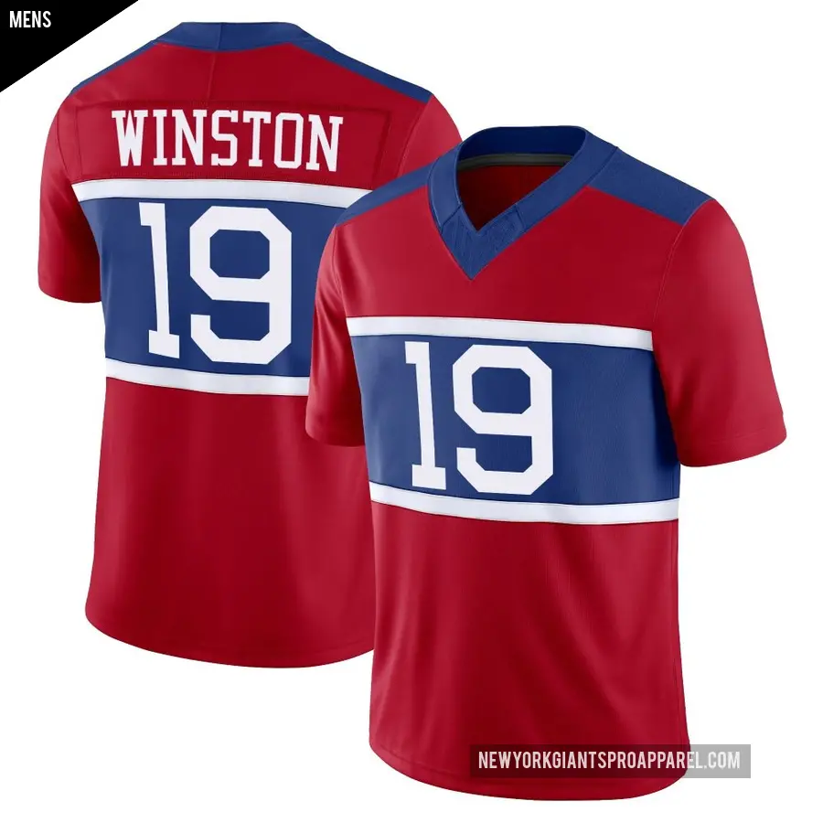 Men's New York Giants ＃19 Jameis Winston Red Limited Century Alternate Vapor F.U.S.E. Jersey