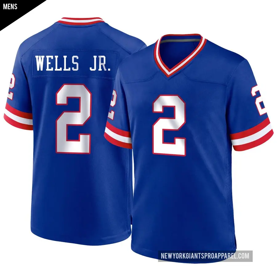 Men's New York Giants ＃2 Antwane Wells Jr. Royal Game Classic Jersey