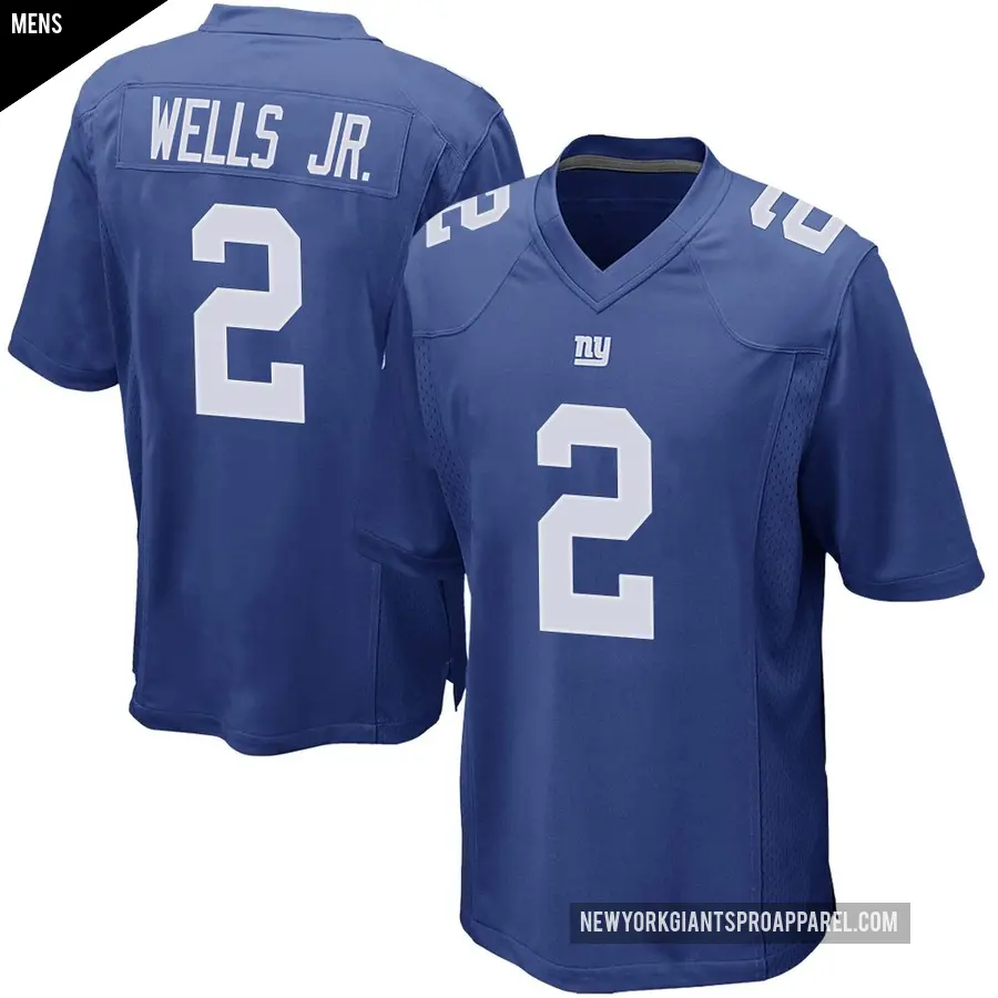 Men's New York Giants ＃2 Antwane Wells Jr. Royal Game Team Color Jersey