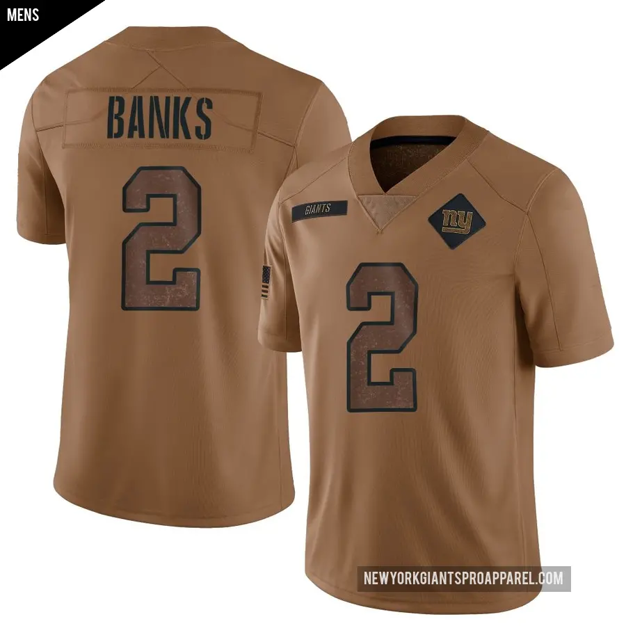 Men's New York Giants ＃2 Deonte Banks Brown Limited 2023 Salute To Service Jersey