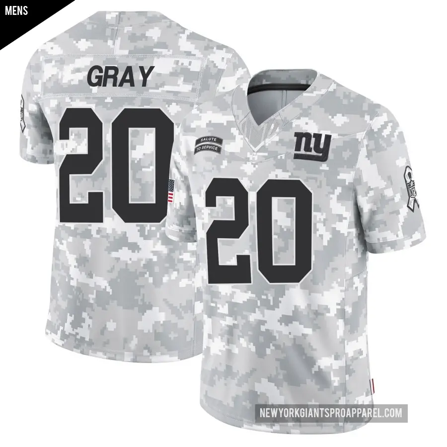 Men's New York Giants ＃20 Eric Gray Arctic Camo Limited 2024 Salute to Service Jersey