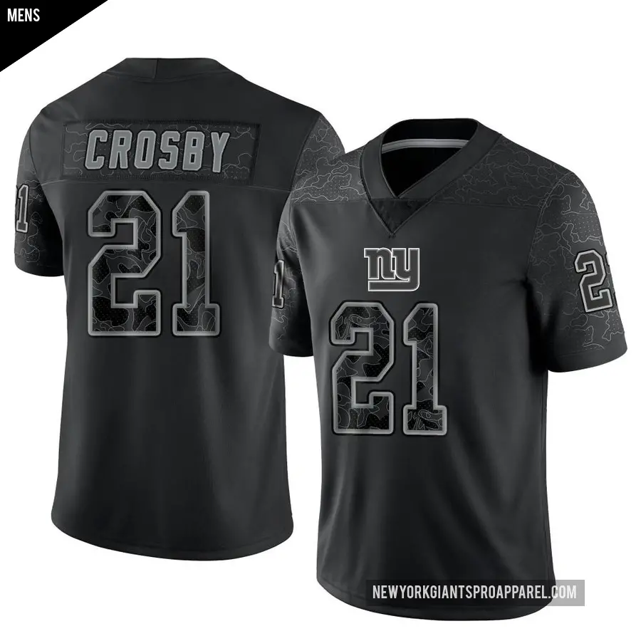 Men's New York Giants ＃21 Mason Crosby Black Limited Reflective Jersey