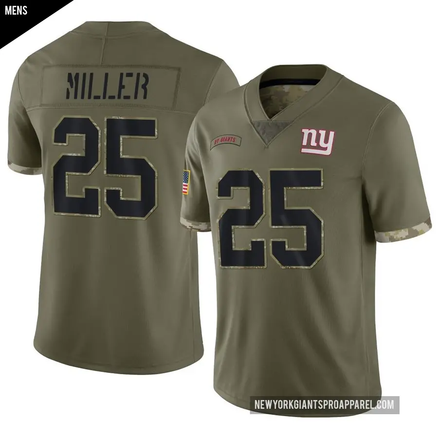 Men's New York Giants ＃25 Dante Miller Olive Limited 2022 Salute To Service Jersey