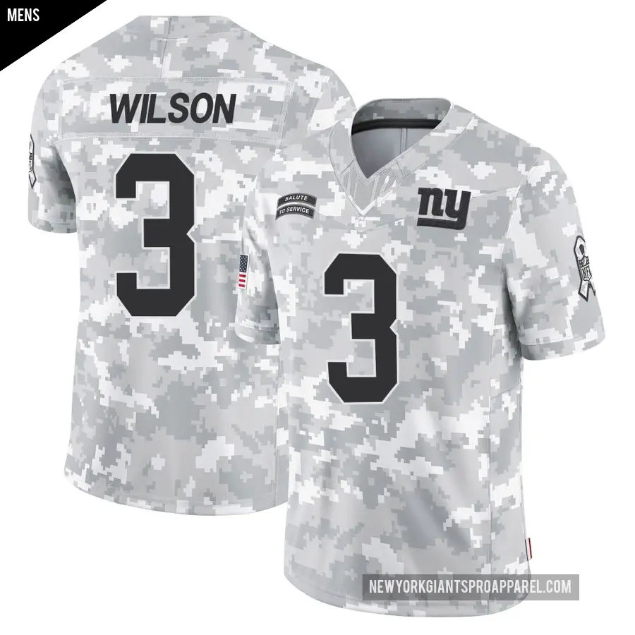 Men's New York Giants ＃3 Russell Wilson Arctic Camo Limited 2024 Salute to Service Jersey
