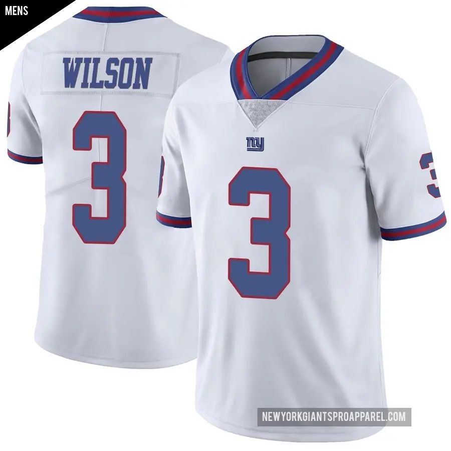 Men's New York Giants ＃3 Russell Wilson White Limited Color Rush Jersey