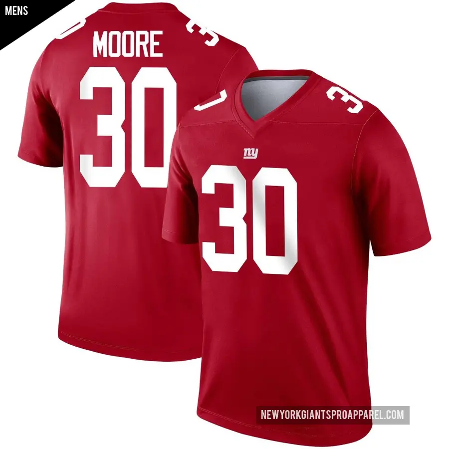 Men's New York Giants ＃30 TJ Moore Red Legend Inverted Jersey