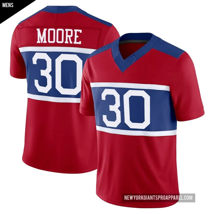 Men's New York Giants ＃30 TJ Moore Red Limited Century Alternate Vapor F.U.S.E. Jersey
