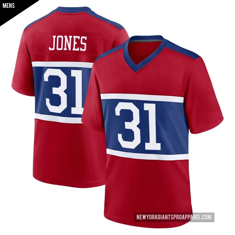 Men's New York Giants ＃31 Nic Jones Red Game Century Alternate Jersey