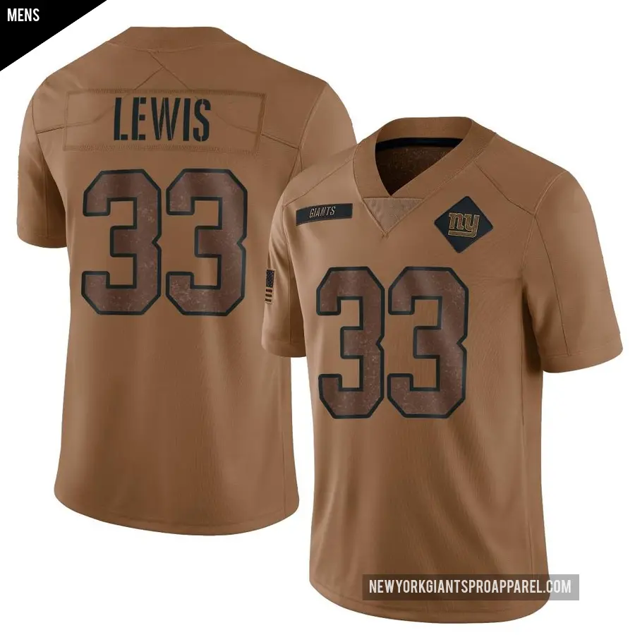 Men's New York Giants ＃33 Dion Lewis Brown Limited 2023 Salute To Service Jersey