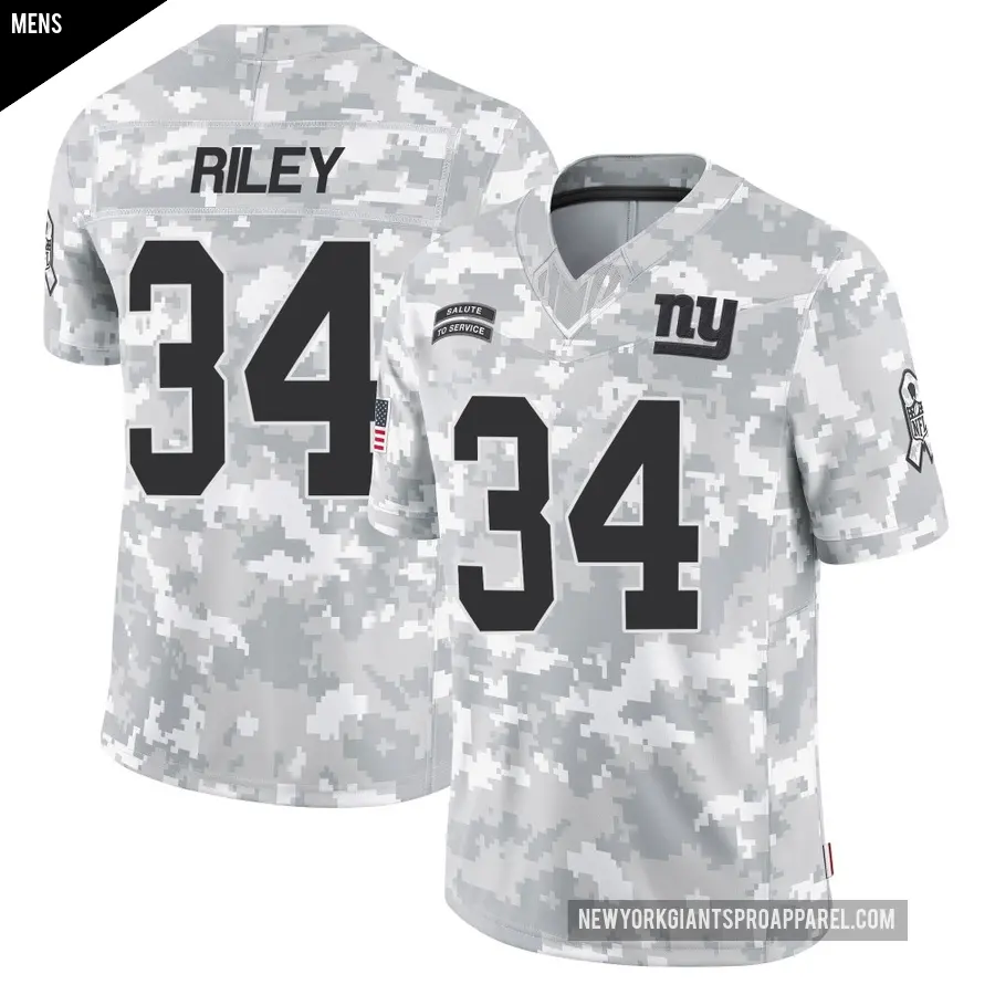 Men's New York Giants ＃34 Elijah Riley Arctic Camo Limited 2024 Salute to Service Jersey