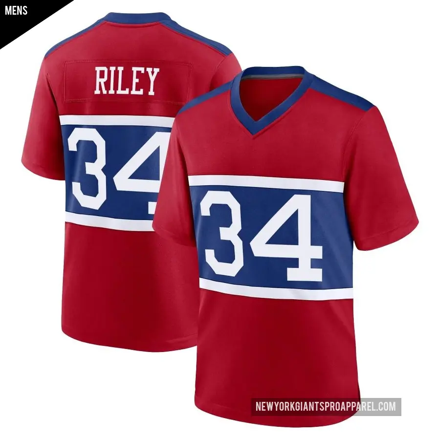 Men's New York Giants ＃34 Elijah Riley Red Game Century Alternate Jersey