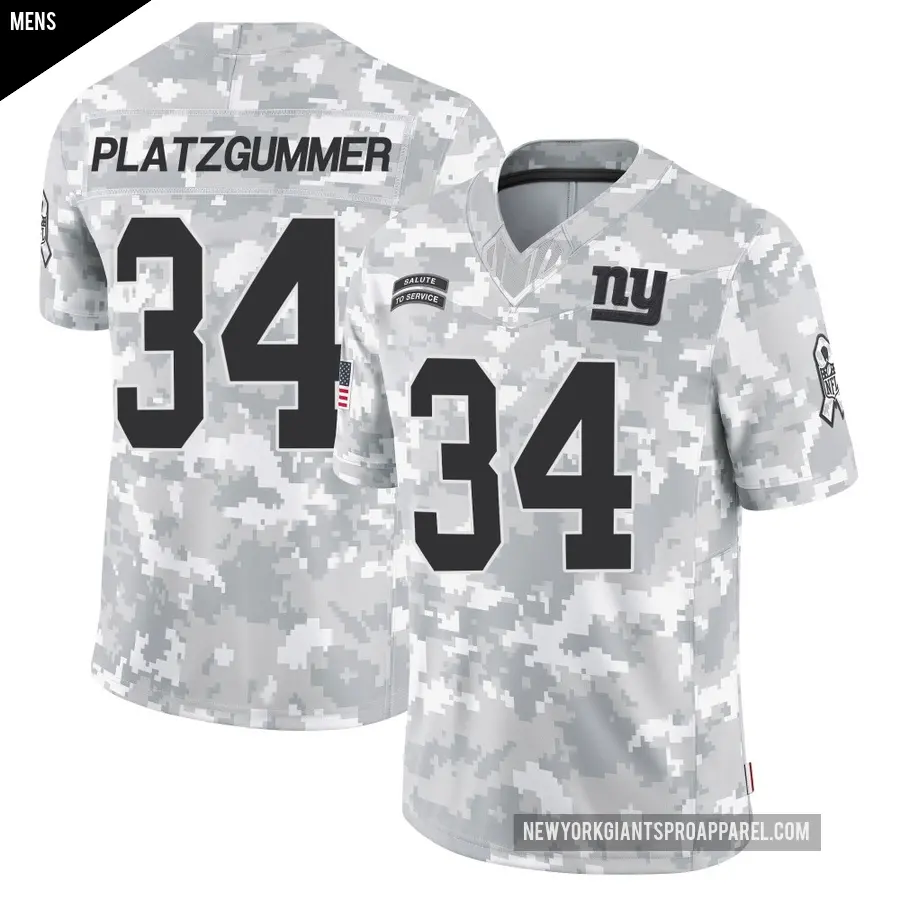 Men's New York Giants ＃34 Sandro Platzgummer Arctic Camo Limited 2024 Salute to Service Jersey