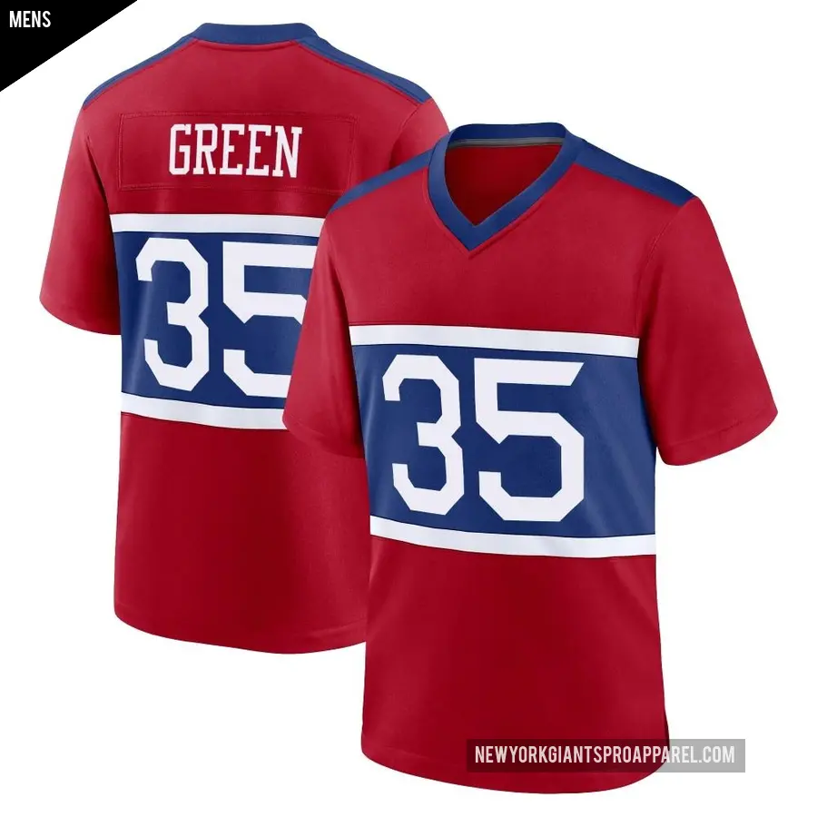 Men's New York Giants ＃35 Art Green Red Game Century Alternate Jersey