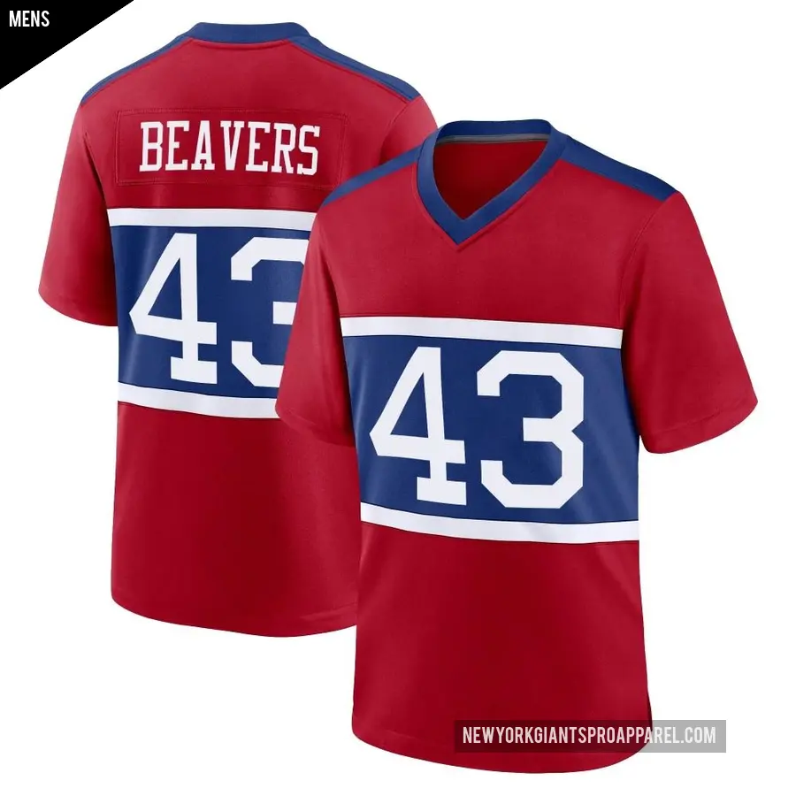 Men's New York Giants ＃43 Darrian Beavers Red Game Century Alternate Jersey