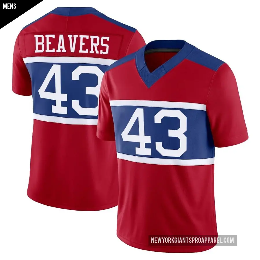 Men's New York Giants ＃43 Darrian Beavers Red Limited Century Alternate Vapor F.U.S.E. Jersey