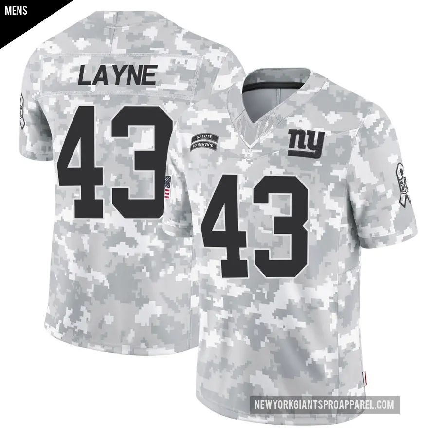 Men's New York Giants ＃43 Raheem Layne Arctic Camo Limited 2024 Salute to Service Jersey