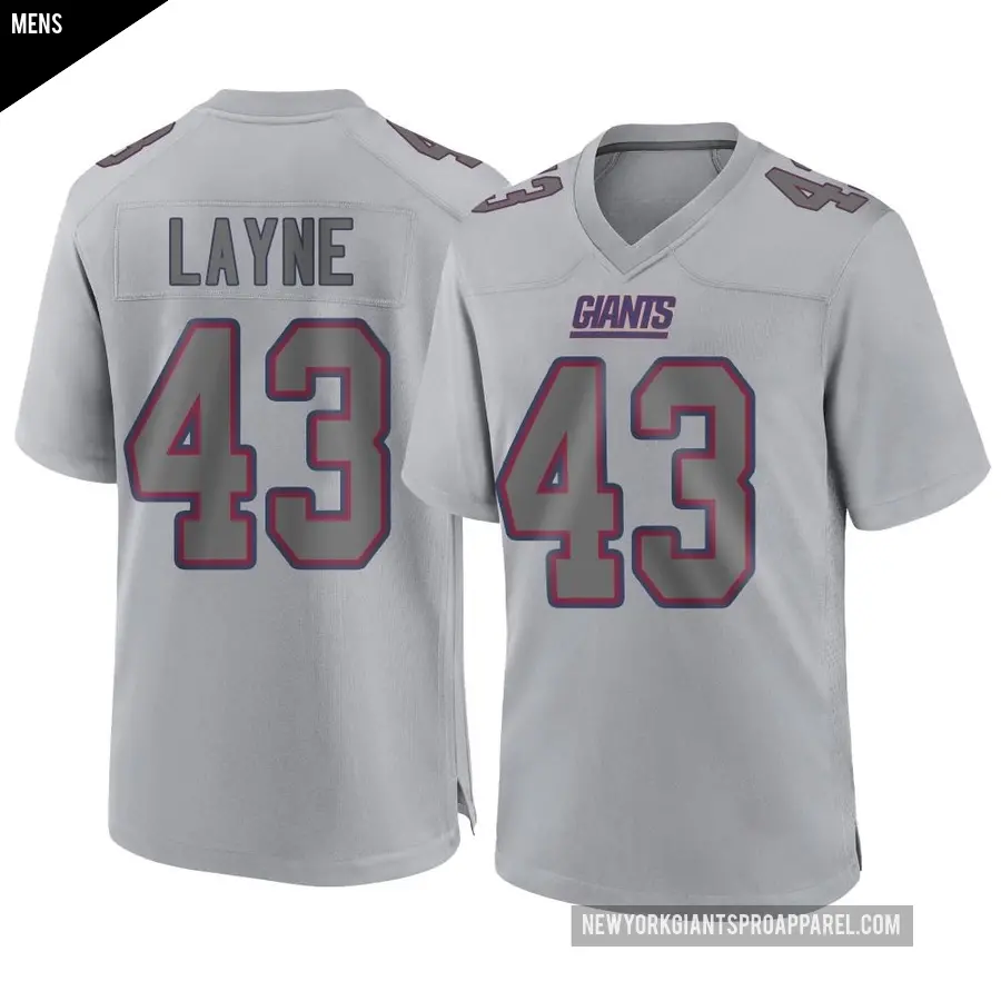 Men's New York Giants ＃43 Raheem Layne Gray Game Atmosphere Fashion Jersey