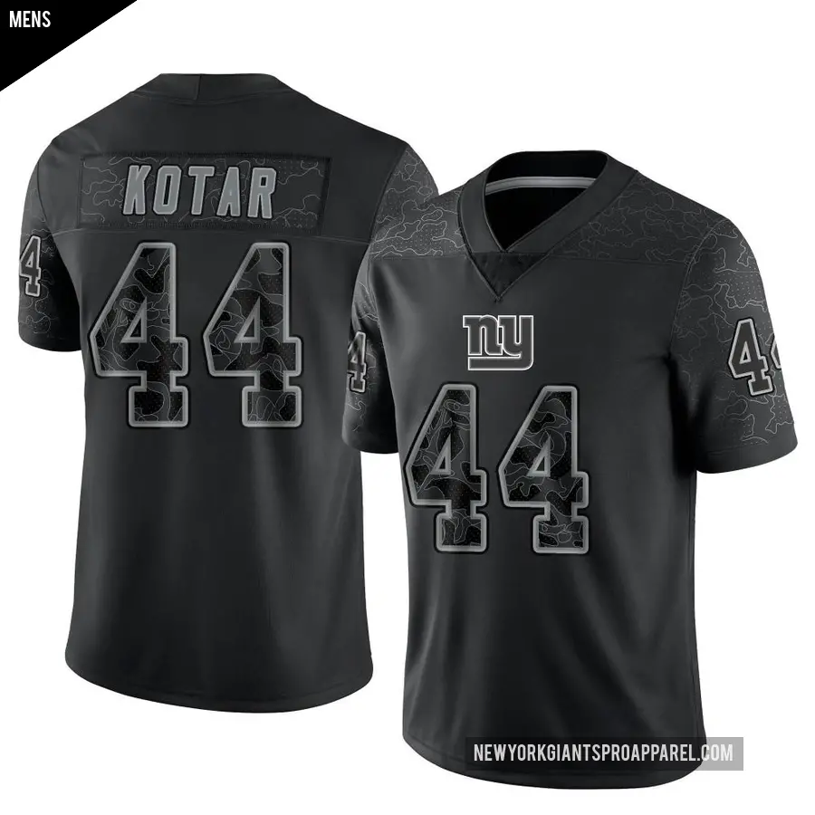 Men's New York Giants ＃44 Doug Kotar Black Limited Reflective Jersey