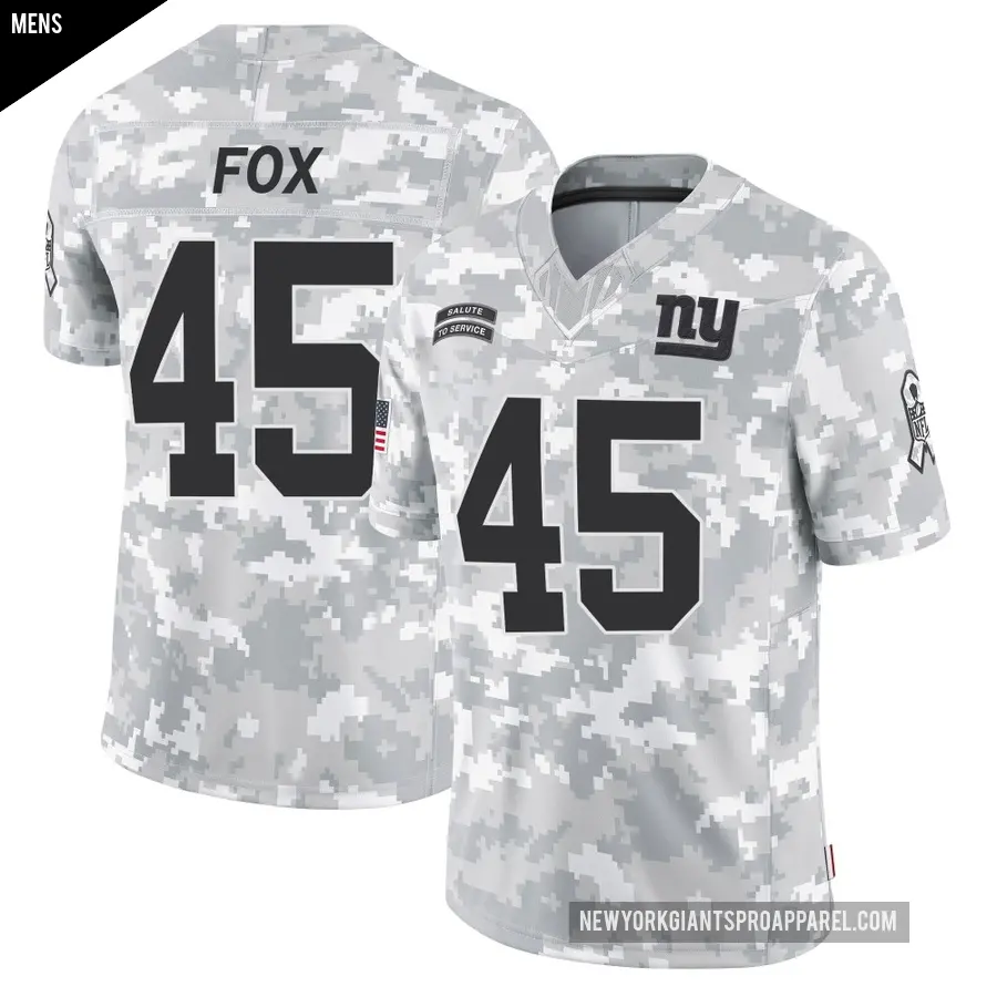 Men's New York Giants ＃45 Tomon Fox Arctic Camo Limited 2024 Salute to Service Jersey