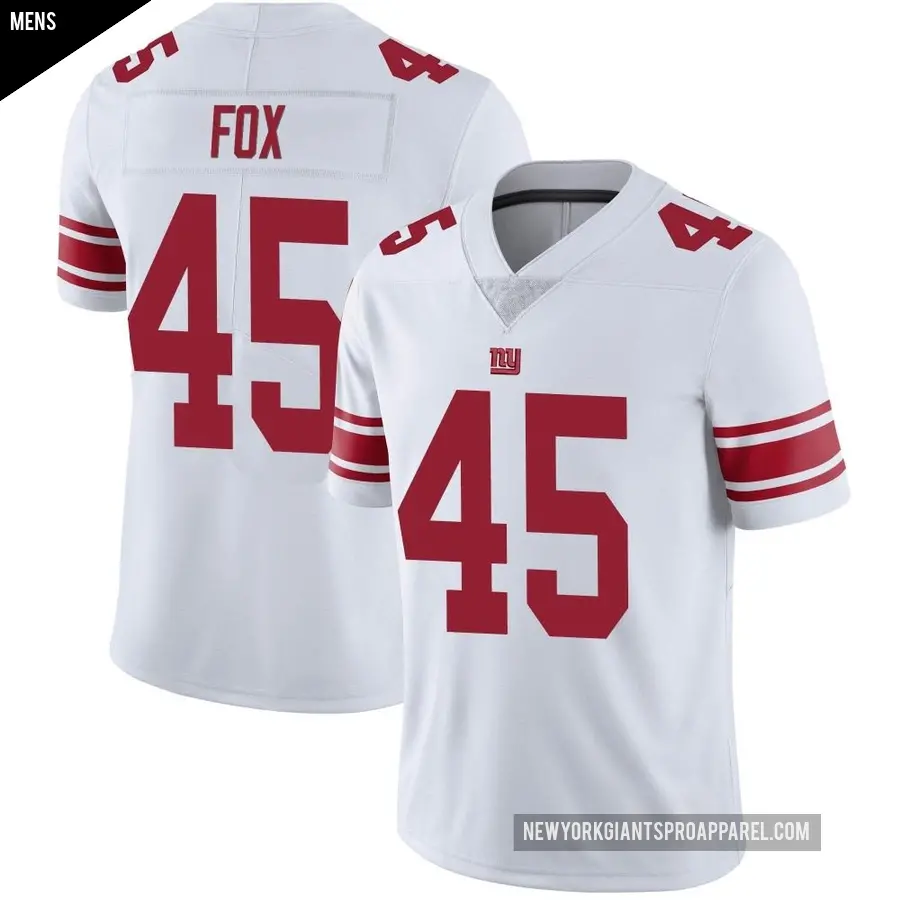 Men's New York Giants ＃45 Tomon Fox White Limited Vapor Untouchable Jersey