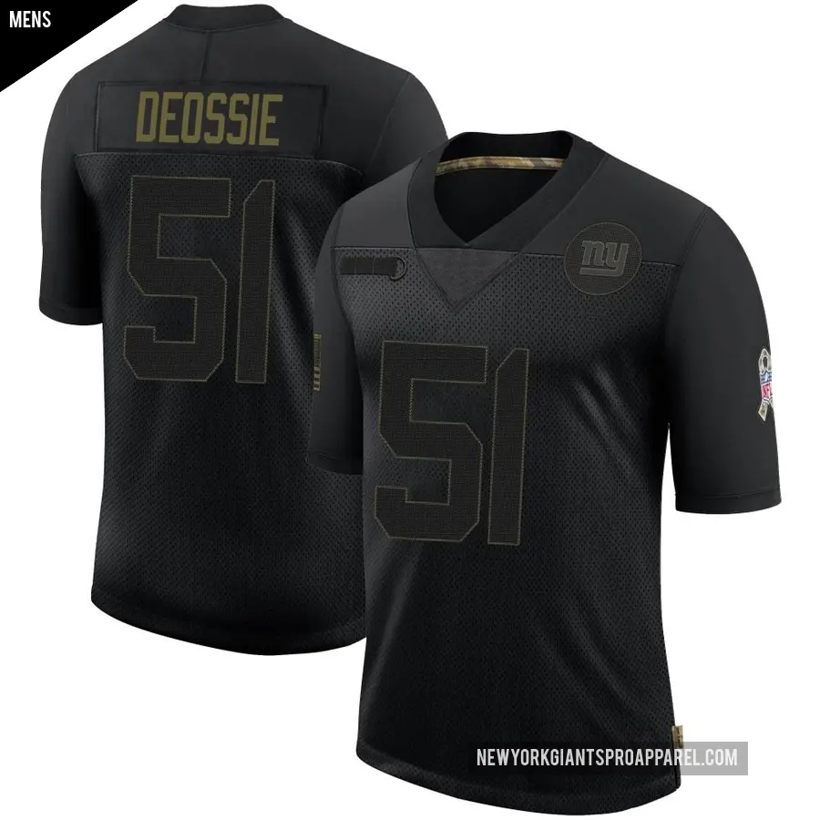 Men's New York Giants ＃51 Zak DeOssie Black Limited 2020 Salute To Service Retired Jersey