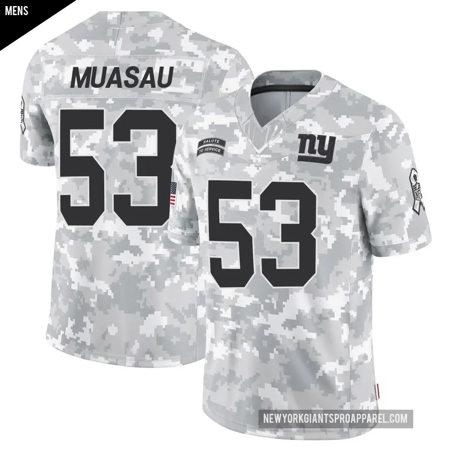 Men's New York Giants ＃53 Darius Muasau Arctic Camo Limited 2024 Salute to Service Jersey