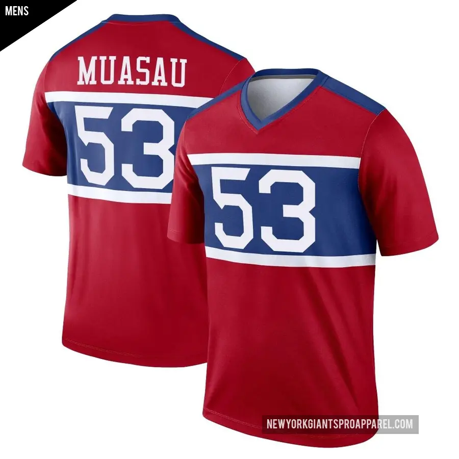 Men's New York Giants ＃53 Darius Muasau Red Legend Century Alternate Jersey