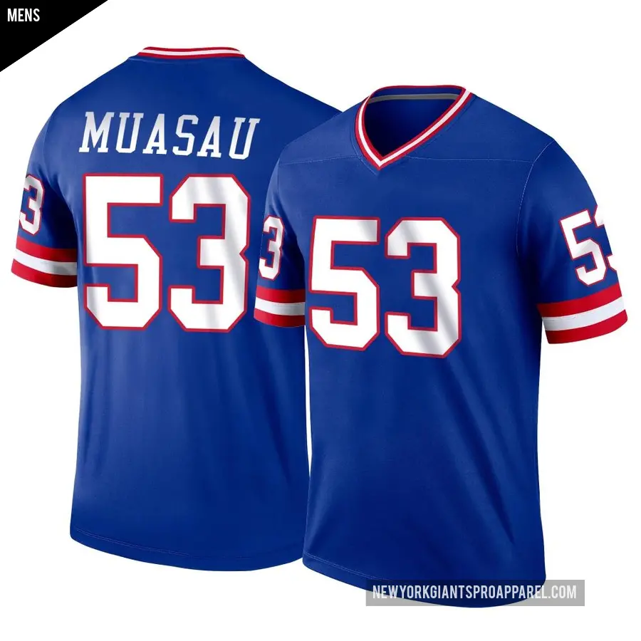 Men's New York Giants ＃53 Darius Muasau Royal Legend Classic Jersey