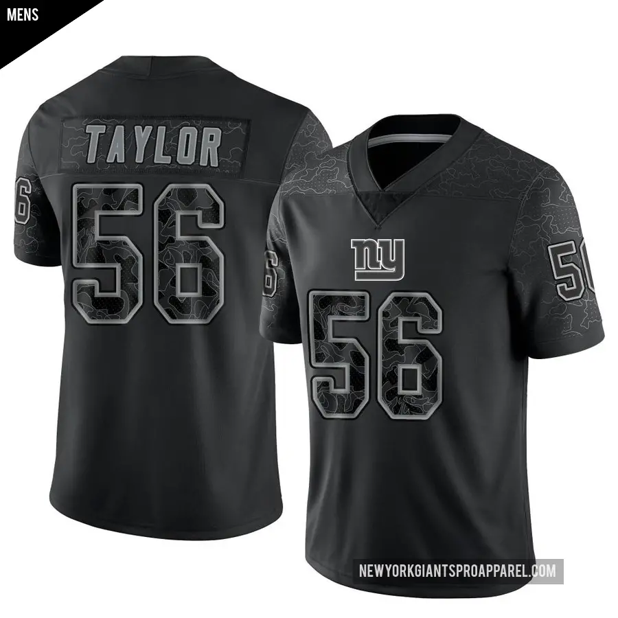 Men's New York Giants ＃56 Lawrence Taylor Black Limited Reflective Jersey