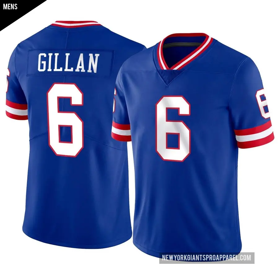 Men's New York Giants ＃6 Jamie Gillan Limited Classic Vapor Jersey