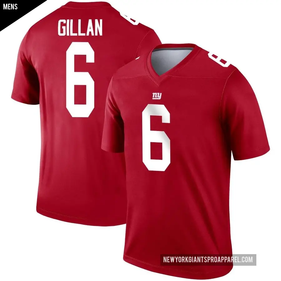 Men's New York Giants ＃6 Jamie Gillan Red Legend Inverted Jersey