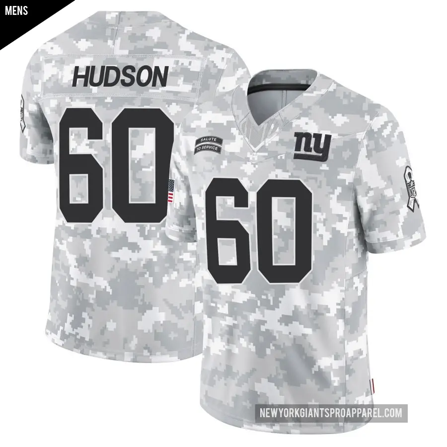 Men's New York Giants ＃60 Bryan Hudson Arctic Camo Limited 2024 Salute to Service Jersey