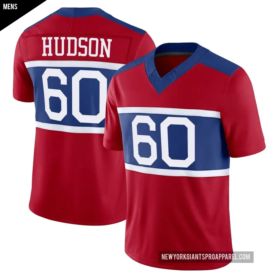 Men's New York Giants ＃60 Bryan Hudson Red Limited Century Alternate Vapor F.U.S.E. Jersey