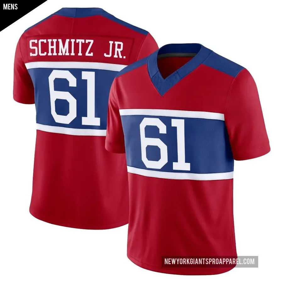 Men's New York Giants ＃61 John Michael Schmitz Jr. Red Limited Century Alternate Vapor F.U.S.E. Jersey