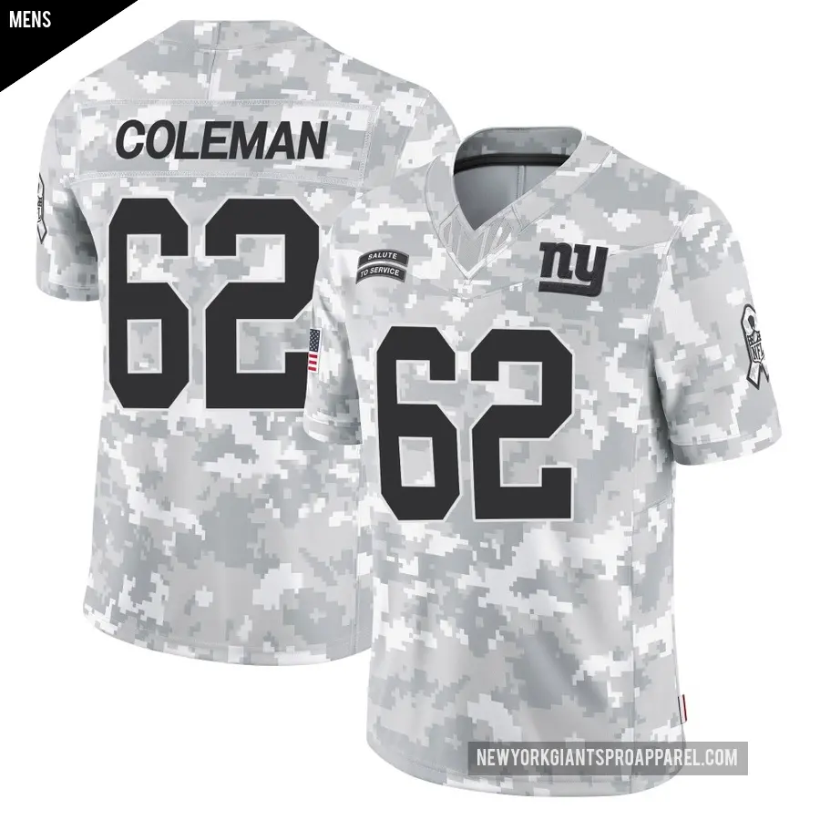Men's New York Giants ＃62 Davon Coleman Arctic Camo Limited 2024 Salute to Service Jersey