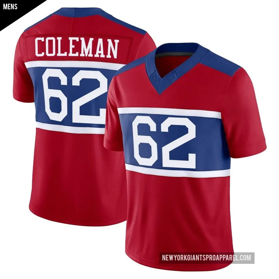 Men's New York Giants ＃62 Davon Coleman Red Limited Century Alternate Vapor F.U.S.E. Jersey