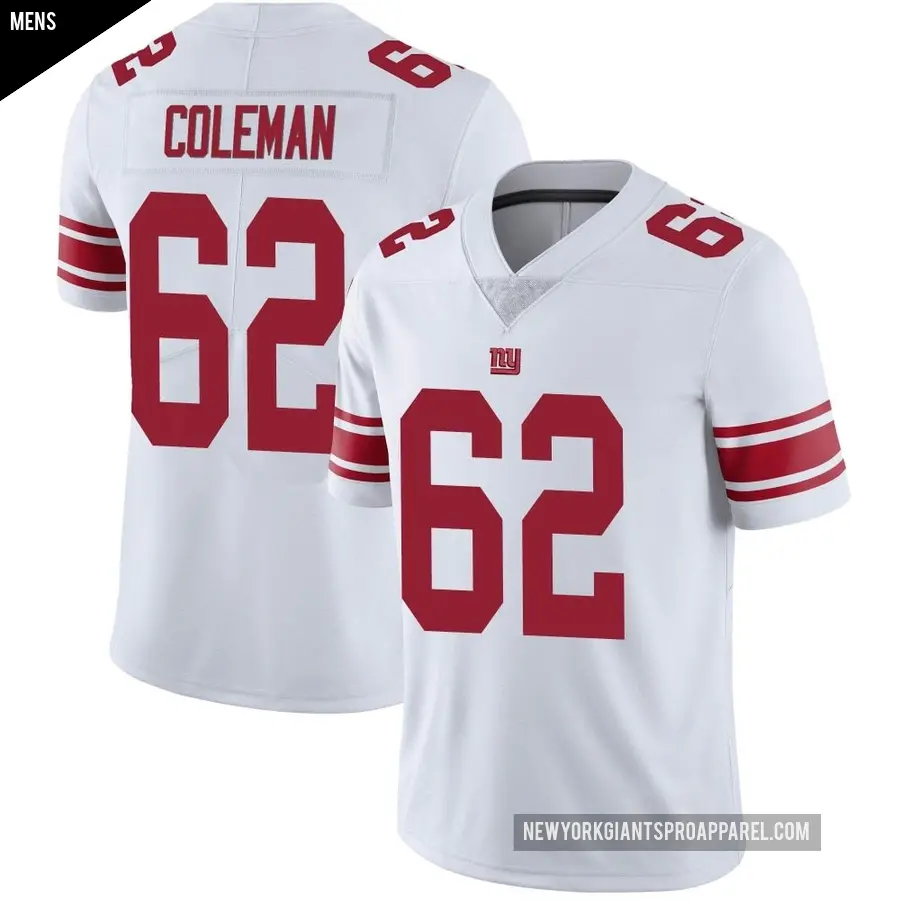 Men's New York Giants ＃62 Davon Coleman White Limited Vapor Untouchable Jersey