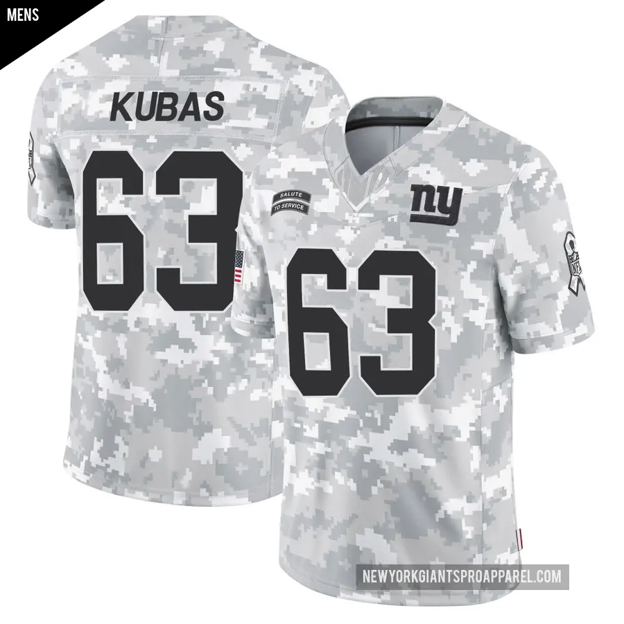 Men's New York Giants ＃63 Jake Kubas Arctic Camo Limited 2024 Salute to Service Jersey