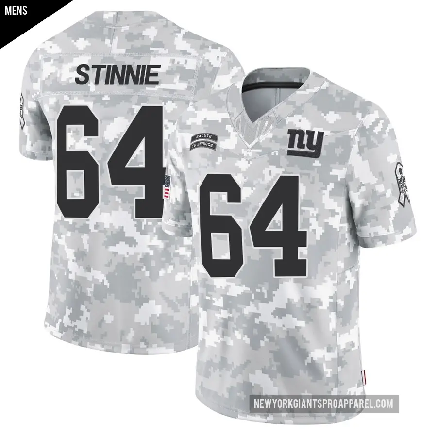Men's New York Giants ＃64 Aaron Stinnie Arctic Camo Limited 2024 Salute to Service Jersey